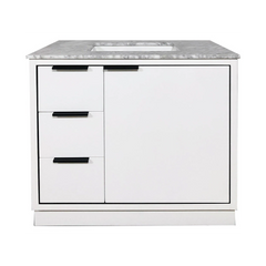 Amelie 36 in Single Sink Bathroom Vanity in White with Carrara White Countertop