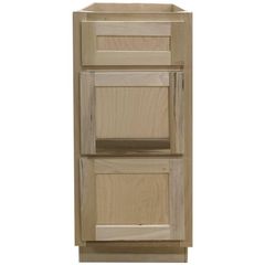 15 in. Drawer Base Vanity Cabinet in Unfinished Poplar | Shaker Style | 3 Drawer