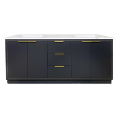 Amelie 72 in Double Sink Bathroom Vanity in Blue with Calacatta Quartz Countertop