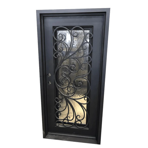 Violet 3/0x6/8 Exterior Wrought Iron Prehung Single Door