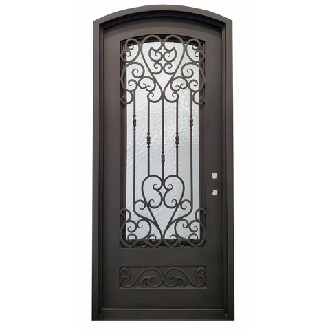 Ventura 3/6x8/0 Eyebrow Wrought Iron Prehung Exterior Door