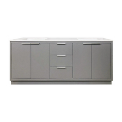 Amelie 72 in Double Sink Bathroom Vanity in Grey with Carrara White Marble Countertop
