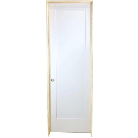 24 in x 80 in White 1-Panel Shaker Solid Core Primed MDF Prehung Interior Door