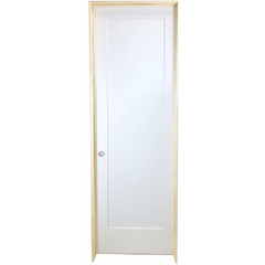 24 in x 80 in White 1-Panel Shaker Solid Core Primed MDF Prehung Interior Door