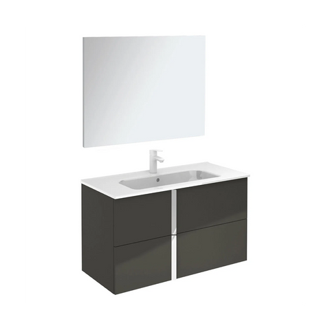 Onix+ by Royo Modern 40 in. Wall-Mount 2 Drawers Anthracite Vanity Cabinet with Mirror