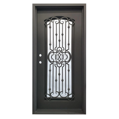 Lotus 3/0x6/8 Wrought Iron Prehung Exterior Door