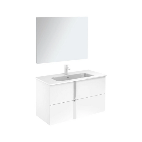 Onix+ by Royo Modern 40 in. Wall-Mount 2 Drawers White Vanity Cabinet with Mirror