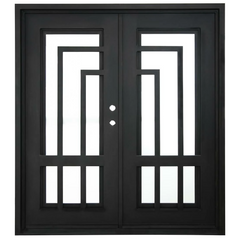 Oslo 6/0x6/8 Exterior Wrought Iron Prehung Double Door