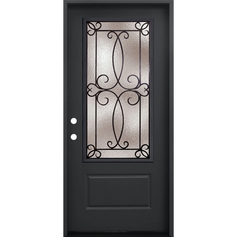 Ulysses 3/0x6/8 Single Prehung Fiberglass Door in Black