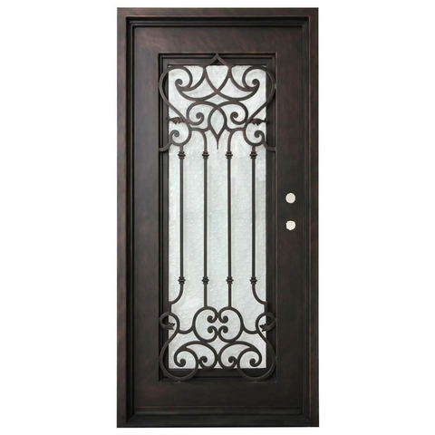 Carmen 3/0x6/8 Exterior Wrought Iron Prehung Door