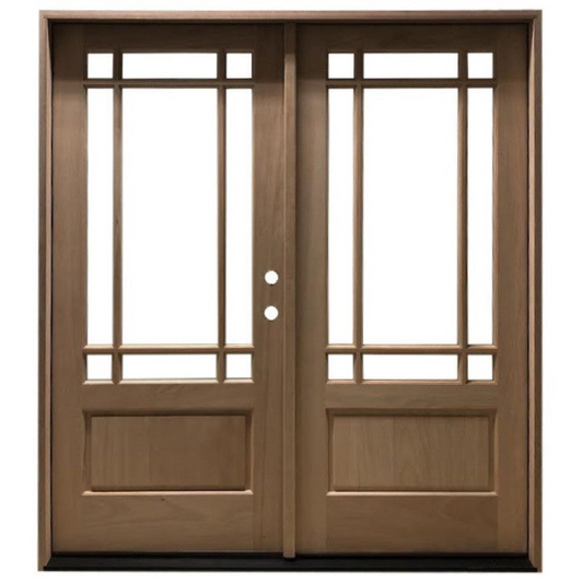 Prairie 6/0x6/8 Mahogany Prehung Front Double Door With 9 Marginal Lites