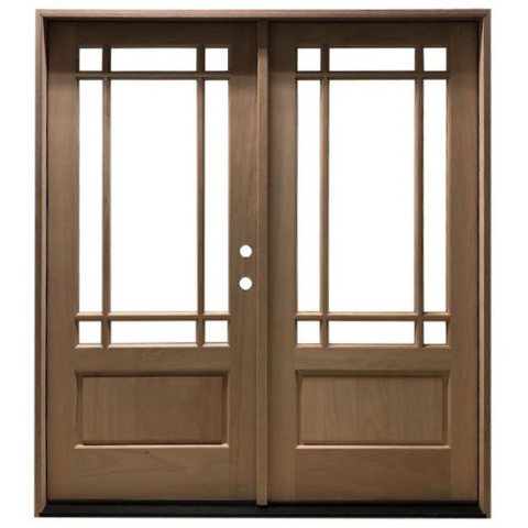Prairie 6/0x6/8 Mahogany Prehung Front Double Door With 9 Marginal Lites
