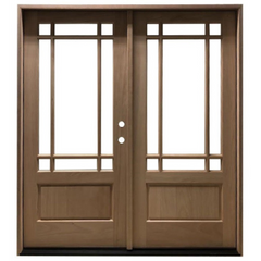 Prairie 6/0x6/8 Mahogany Prehung Front Double Door With 9 Marginal Lites