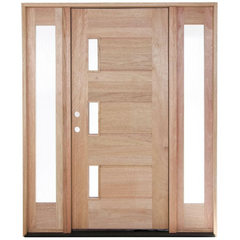 5/9x6/8 Exterior Mahogany Prehung Door | Three Line Glass with Sidelights