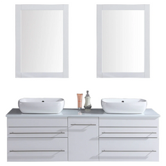 Modern 60 in. Wall-Mount White Vanity Cabinet with Mirrors