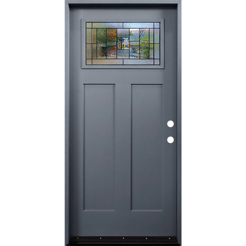 Hometown 3/0x6/8 Single Prehung Fiberglass Door in Gray