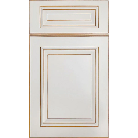 Cubitac Imperial Sofia Caramel Raised Panel Off-White with Glaze Door Sample