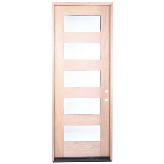 3/0x8/0 Mahogany Exterior Prehung Door | Modern 5 Lite