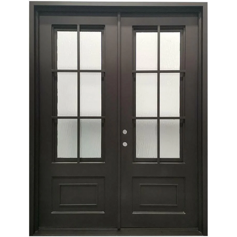 6/0x8/0 6 Lite Double Wrought Iron Prehung Front Door