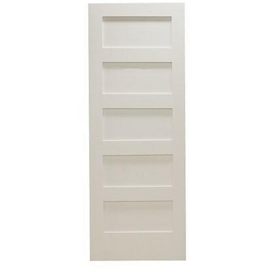 30 in x 80 in Shaker 5-Panel Solid Core Primed MDF Interior Door Slab