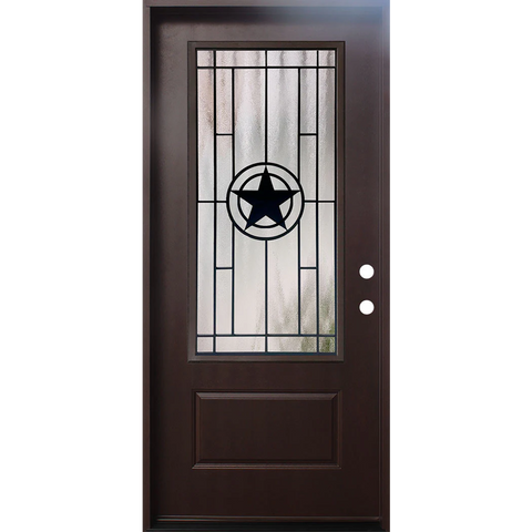 Texas Star 3/0x6/8 Single Prehung Fiberglass Door in Dark Brown