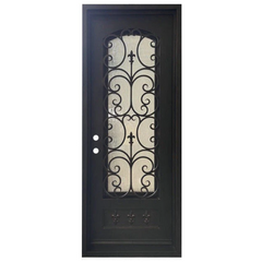 Fleur De Lis 3/0x8/0 Wrought Iron Prehung Single Door