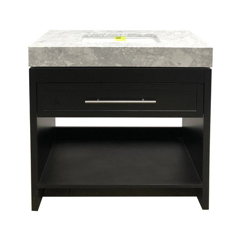 Venetian 36 in Single Sink Bathroom Vanity in Espresso with Carrera White Marble Countertop