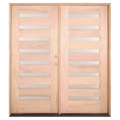 6/0x6/8 Exterior Mahogany Prehung Double Door | Modern 8 Lite