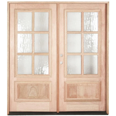 6/0x6/8 Mahogany Prehung Front Double Door | 6 Lite