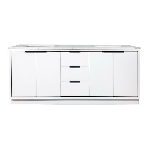 Amelie 72 in Double Sink Bathroom Vanity in White with Calacatta Quartz Countertop