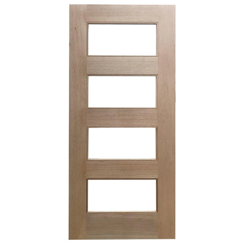 36x80 in. Exterior Mahogany Door Slab | Modern 4 Lite