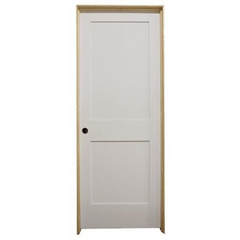 24 in x 80 in White 2-Panel Shaker Solid Core Primed MDF Prehung Interior Door