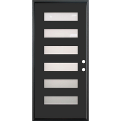 3/0x6/8 Single Prehung Fiberglass Door in Black with 6 Lites