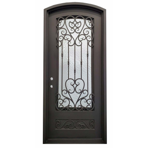 Ventura 3/6x8/0 Eyebrow Wrought Iron Prehung Exterior Door