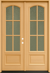 6/0x8/0 Exterior Mahogany Prehung Double Door | Arched 6 Lite