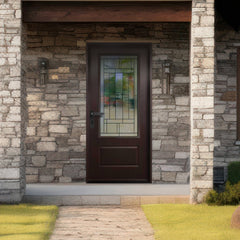 Hometown 3/0x6/8 3/4 Lite Prehung Fiberglass Door in Dark Walnut