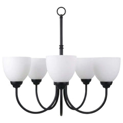 Laredo 5-Light Chandelier - MB  White Glass