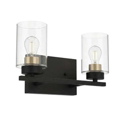 2-Light Clear Glass Vanity - MB w CG Socket Rings
