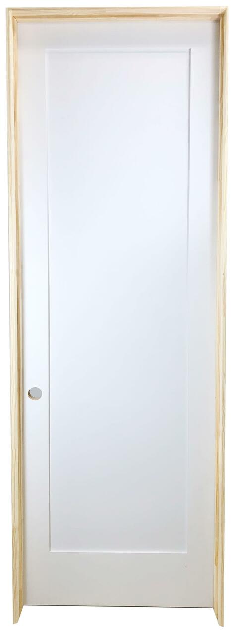 24 in x 96 in White 1-Panel Shaker Solid Core Primed MDF Prehung Interior Door