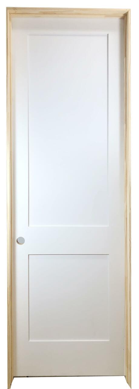 24 in x 96 in White 2-Panel Shaker Solid Core Primed MDF Prehung Interior Door