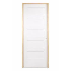 24 in x 80 in Shaker 5-Panel Solid Core Primed MDF Prehung Interior Door