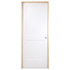 24 in x 80 in White 2-Panel Shaker Solid Core Primed MDF Prehung Interior Door