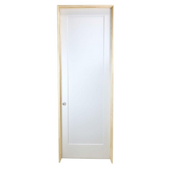 24 in x 96 in White 1-Panel Shaker Solid Core Primed MDF Prehung Interior Door