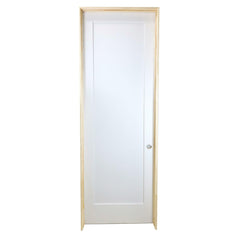 24 in x 96 in White 1-Panel Shaker Solid Core Primed MDF Prehung Interior Door