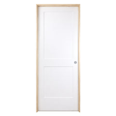 28 in x 80 in White 2-Panel Shaker Solid Core Primed MDF Prehung Interior Door