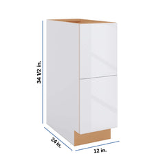 Modernform Cabinet Gloss White 12" W X 34 1/2" H X 24" D  2 Drawer Base Cabinet