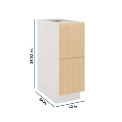 Modernform Cabinet Natural Oak 12" W X 34 1/2" H X 24" D  2 Drawer Base Cabinet