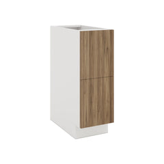 Modernform Cabinet Walnut 12" W X 34 1/2" H X 24" D  2 Drawer Base Cabinet