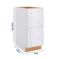 Modernform Cabinet Gloss White 15" W X 34 1/2" H X 24" D  2 Drawer Base Cabinet