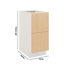 Modernform Cabinet Natural Oak 15" W X 34 1/2" H X 24" D  2 Drawer Base Cabinet